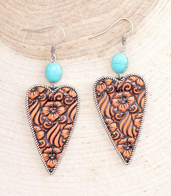 WHAT'S NEW :: Wholesale Leather Tooled Heart Earrings