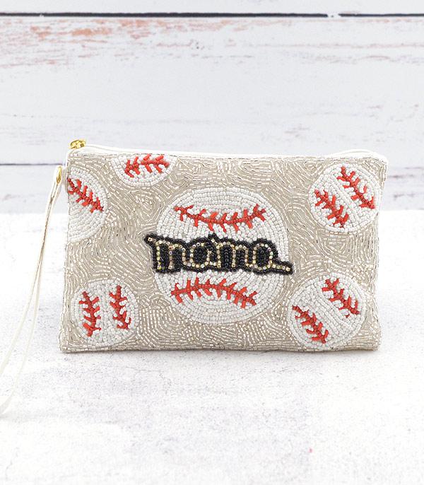 SPORTS THEME :: BASEBALL | SOFTBALL :: Wholesale Baseball Mama Bead Wristlet Bag