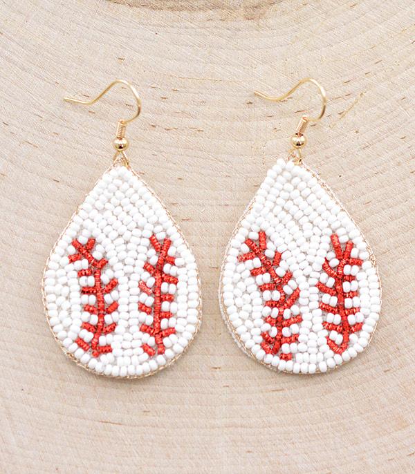 SPORTS THEME :: Wholesale Baseball Beaded Teardrop Earrings