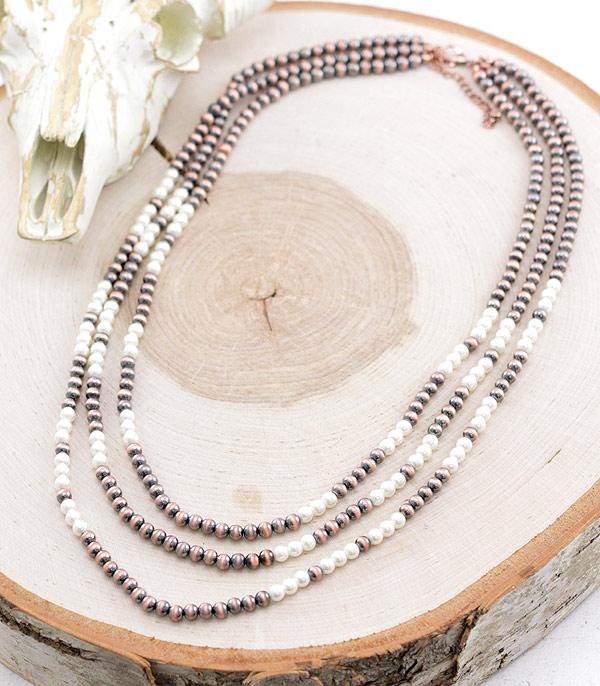 NECKLACES :: WESTERN LONG NECKLACES :: Wholesale Western Navajo Pearl Layered Necklace