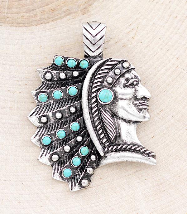WHAT'S NEW :: Wholesale Western Turquoise Indian Chief Pendant