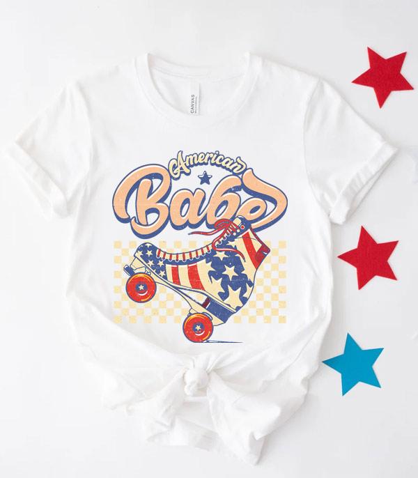 <font color=RED>RED,WHITE, AND BLUE</font> :: Wholesale Retro American Babe Tshirt