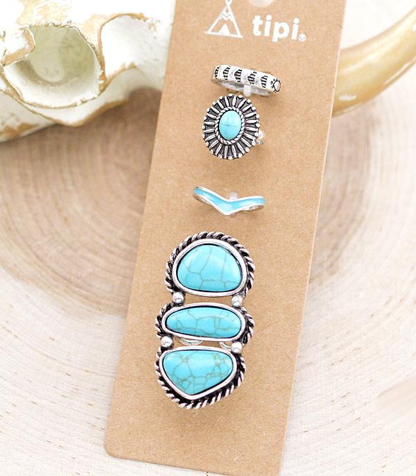 RINGS :: Wholesale Tipi Brand Turquoise Ring Set