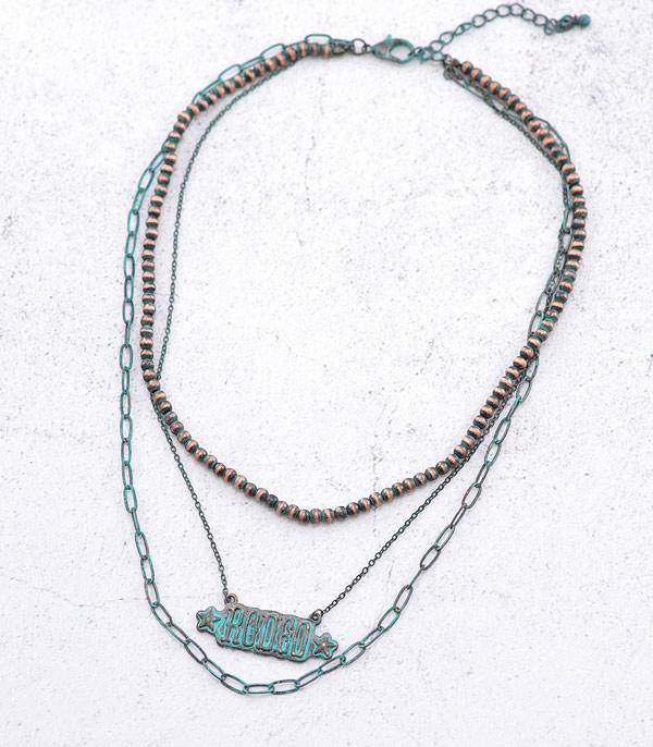 NECKLACES :: WESTERN TREND :: Wholesale Rodeo Pendant Layered Necklace