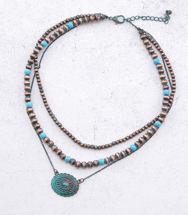 NECKLACES :: WESTERN TREND :: Wholesale Western Concho Navajo Layered Necklace