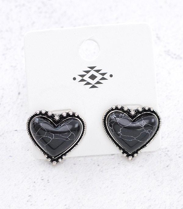 New Arrival :: Wholesale Western Heart Stone Earrings