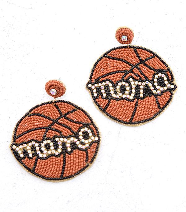 SPORTS THEME :: FOOTBALL | SOCCER | BASKETBALL :: Wholesale Beaded Basketball Mama Earrings