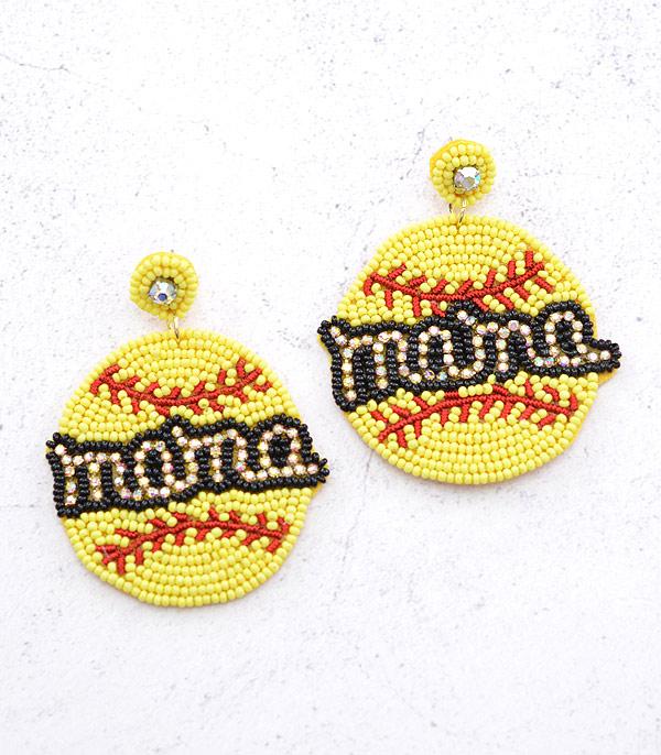 EARRINGS :: TRENDY EARRINGS :: Wholesale Softball Mama Bead Earrings