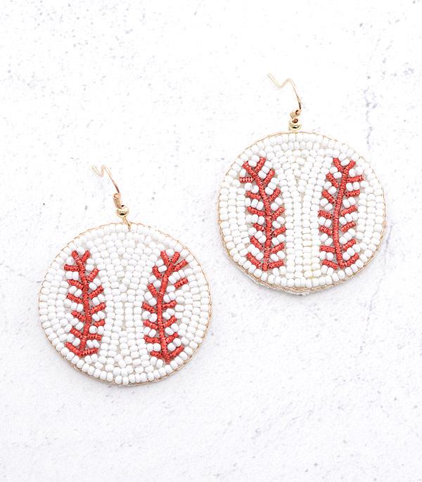 SPORTS THEME :: Wholesale Seed Bead Baseball Earrings
