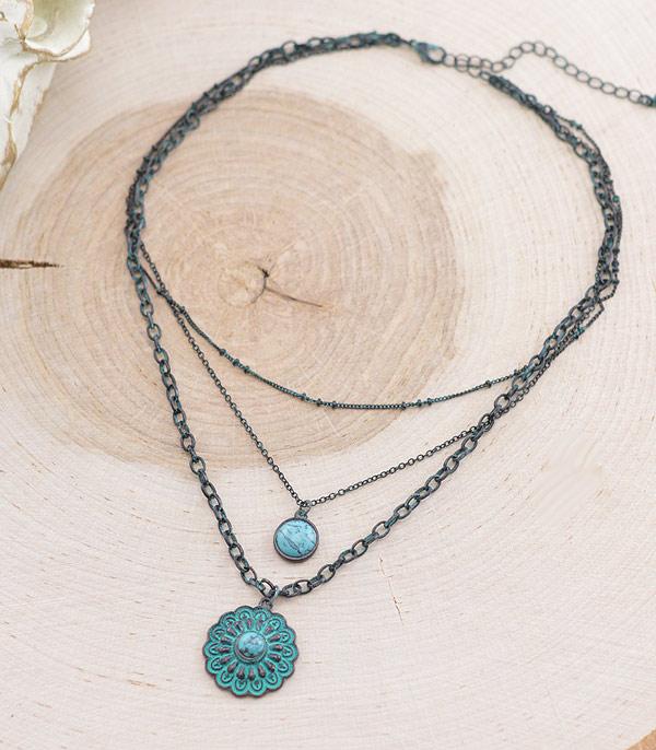 NECKLACES :: WESTERN TREND :: Wholesale Western Concho Layered Necklace