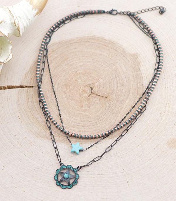 NECKLACES :: WESTERN TREND :: Wholesale Western Star Navajo Layered Necklace