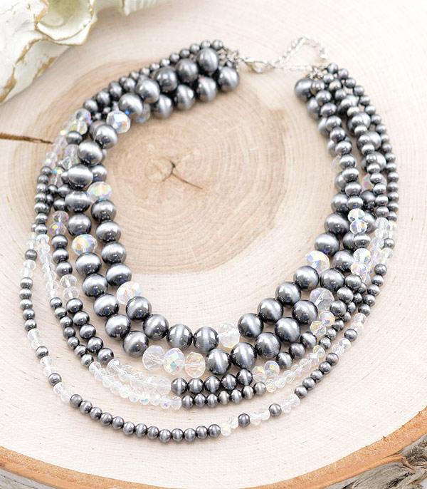 NECKLACES :: WESTERN TREND :: Wholesale Western Navajo Pearl Layered Necklace