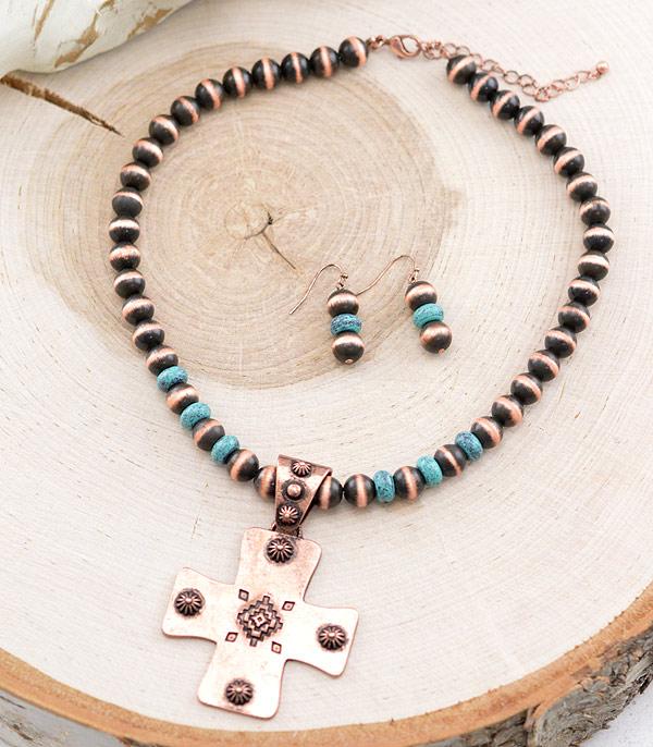 NECKLACES :: WESTERN TREND :: Wholesale Aztec Cross Navajo Pearl Necklace