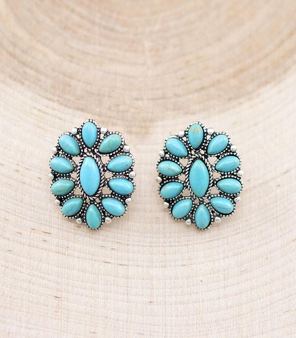 EARRINGS :: POST EARRINGS :: Wholesale Turquoise Concho Earrings