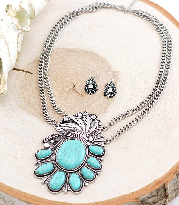 NECKLACES :: WESTERN TREND :: Wholesale Western Turquoise Chunky Necklace Set