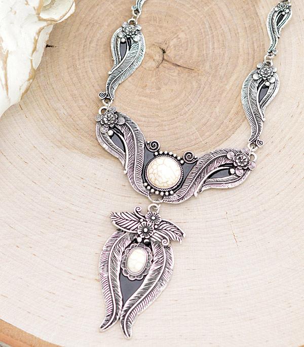 NECKLACES :: WESTERN TREND :: Wholesale Western Feather Semi Stone Necklace Set