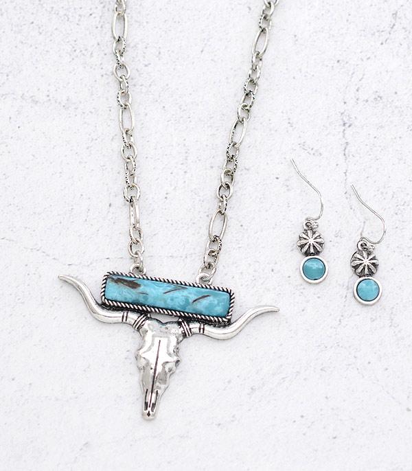 NECKLACES :: WESTERN TREND :: Wholesale Western Turquoise Bull Skull Necklace