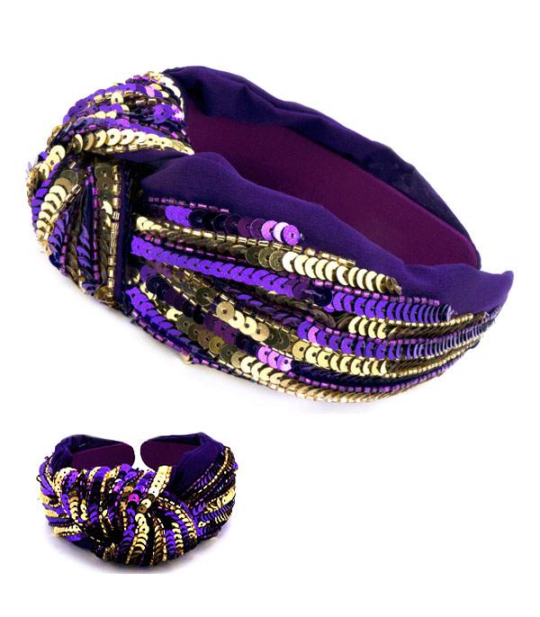 <font color=PURPLE>GAMEDAY</font> :: Wholesale Game Day Sequin Headband