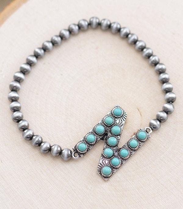 INITIAL JEWELRY :: BRACELETS | EARRINGS :: Wholesale Turquoise Initial Navajo Pearl Bracelet