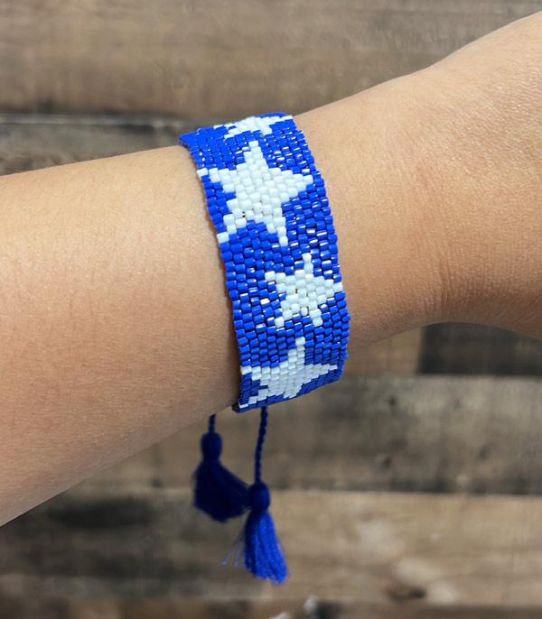 <font color=RED>RED,WHITE, AND BLUE</font> :: Wholesale Star Beaded Game Day Bracelet