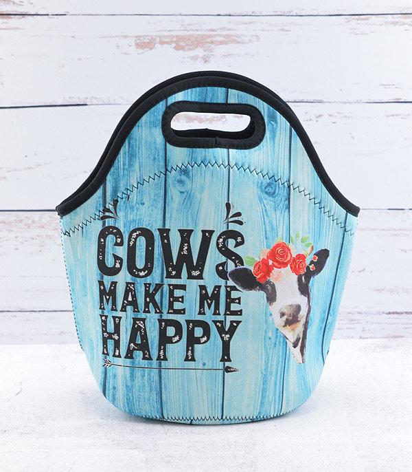 <font color=black>SALE ITEMS</font> :: HANDBAGS | TRAVEL :: Wholesale Cows Make Me Happy Lunch Bag