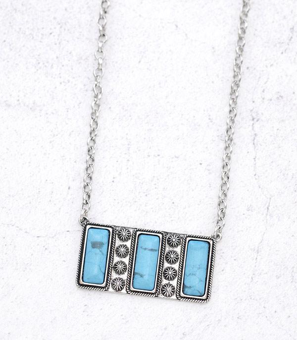 NECKLACES :: CHAIN WITH PENDANT :: Wholesale Western Turquoise Semi Stone Necklace