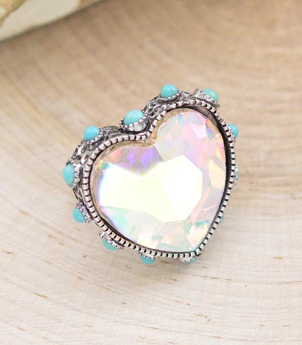 RINGS :: Wholesale Glass Stone Heart Ring