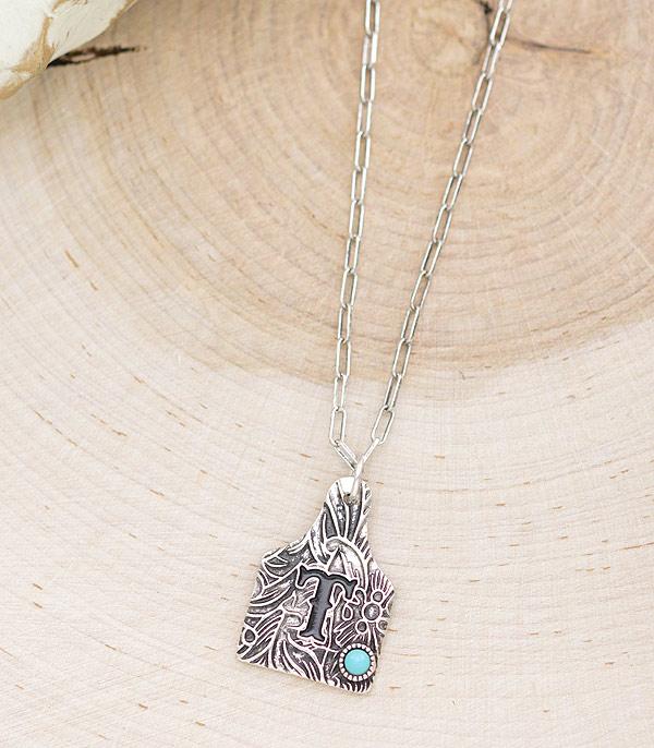 INITIAL JEWELRY :: NECKLACES | RINGS :: Wholesale Western Cattle Tag Initial Necklace