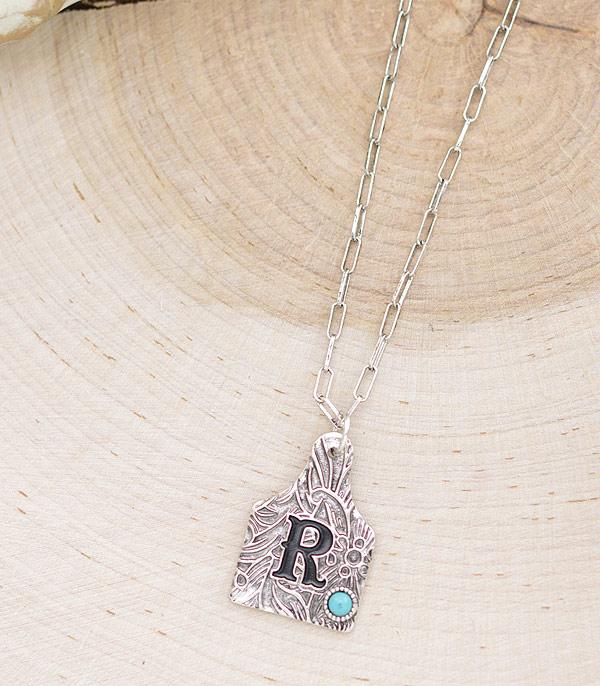 INITIAL JEWELRY :: NECKLACES | RINGS :: Wholesale Western Cattle Tag Initial Necklace