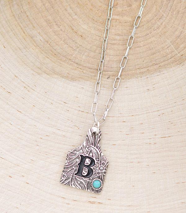 INITIAL JEWELRY :: NECKLACES | RINGS :: Wholesale Cattle Tag Initial Pendant Necklace