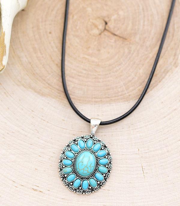 NECKLACES :: WESTERN TREND :: Wholesale Western Turquoise Concho Pendant Necklac