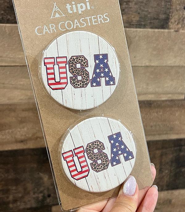 <font color=RED>RED,WHITE, AND BLUE</font> :: Wholesale USA Patriotic Car Coaster Set