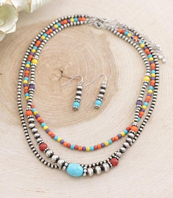 New Arrival :: Wholesale 3PC Set Navajo Pearl Bead Necklace
