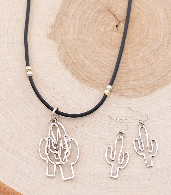 NECKLACES :: WESTERN TREND :: Wholesale Western Cactus Charm Necklace Set