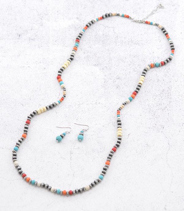 NECKLACES :: WESTERN LONG NECKLACES :: Wholesale Multi Color Navajo Pearl Necklace Set