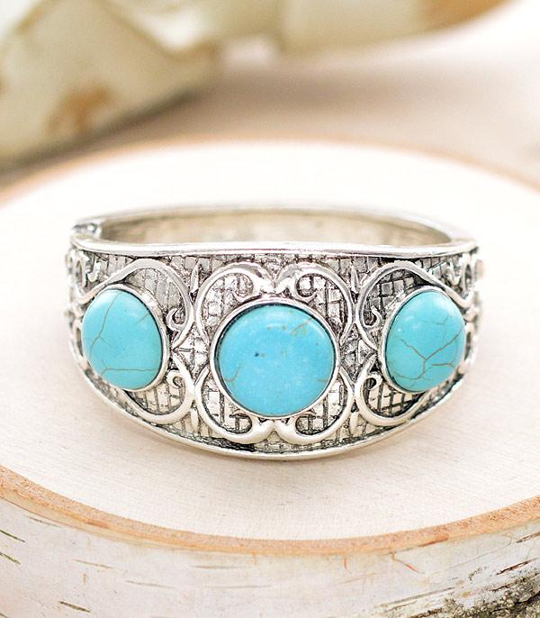 BRACELETS :: BANGLE :: Wholesale Turquoise SEmi Stone Chunky Bracelet