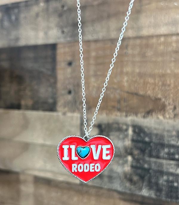 NECKLACES :: CHAIN WITH PENDANT :: Wholesale Turquoise I Love Rodeo Necklace