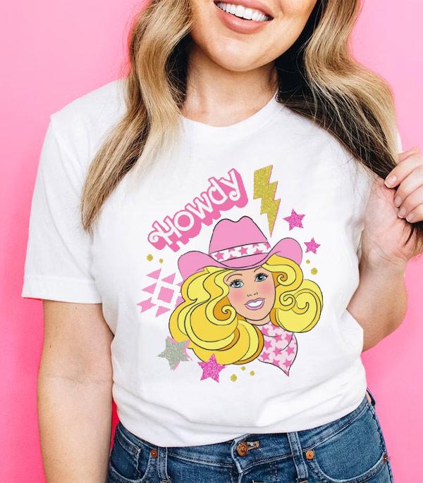<font color=#FF6EC7>PINK COWGIRL</font> :: Wholesale Howdy Western Pink Cowgirl Tshirt