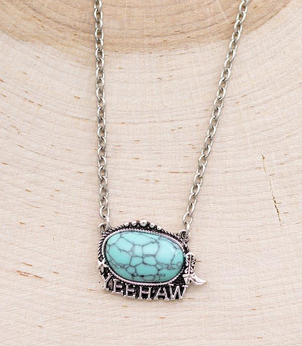 NECKLACES :: CHAIN WITH PENDANT :: Wholesale Western Turquoise Yeehaw Necklace