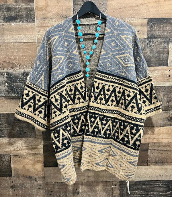 KIMONO I SCARVES :: VEST/ CARDIGAN :: Wholesale Aztec Pattern Soft Cardigan