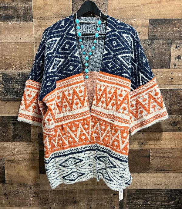 KIMONO I SCARVES :: VEST/ CARDIGAN :: Wholesale Western Aztec Pattern Soft Cardigan