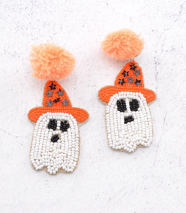 <font color=GREEN>HOLIDAYS</font> :: Wholesale Seed Bead Ghost Earrings