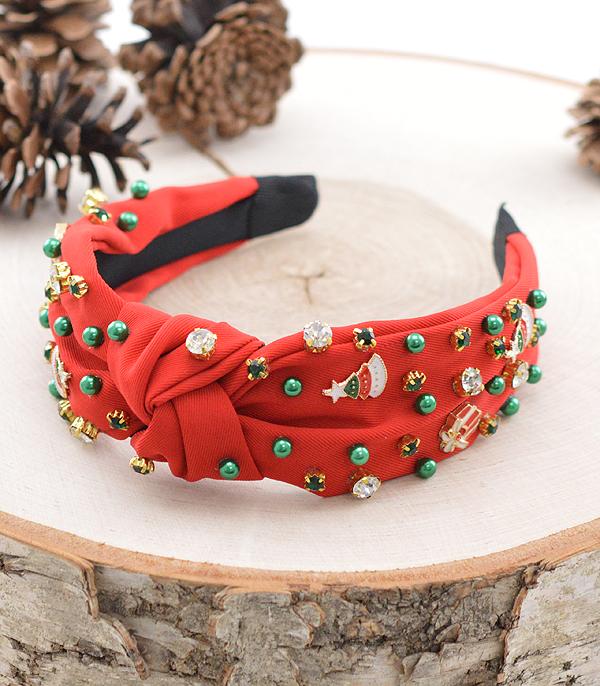 <font color=GREEN>HOLIDAYS</font> :: Wholesale Christmas Embellished Top Knot Headband