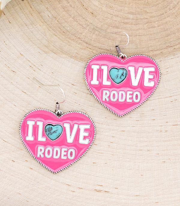 EARRINGS :: WESTERN HOOK EARRINGS :: Wholesale I Love Rodeo Heart Earrings