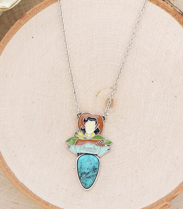 NECKLACES :: CHAIN WITH PENDANT :: Wholesale Western Turquoise Cowgirl Necklace