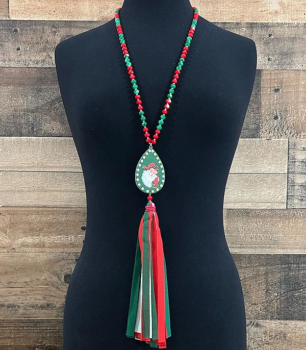 <font color=GREEN>HOLIDAYS</font> :: Wholesale Christmas Santa Tassel Necklace