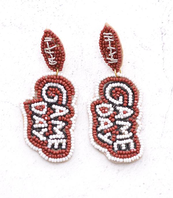 <font color=PURPLE>GAMEDAY</font> :: Wholesale Beaded Game Day Football Earrings