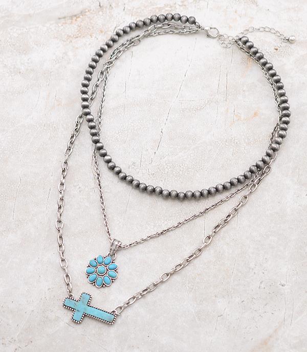 New Arrival :: Wholesale Western Turquoise Layered Necklace