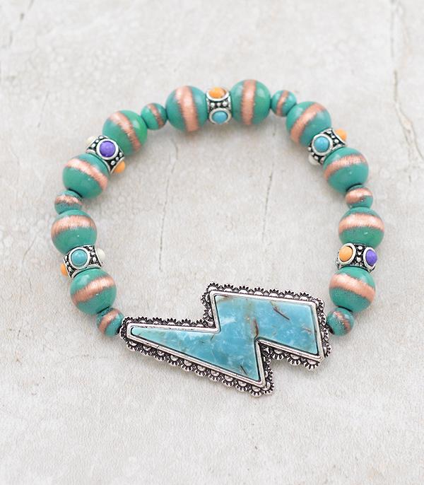 BRACELETS :: STRETCH-BEAD :: Wholesale Western Turquoise Bolt Navajo Bracelet