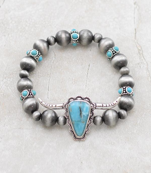 BRACELETS :: STRETCH-BEAD :: Wholesale Turquoise Steer Head Navajo Bracelet